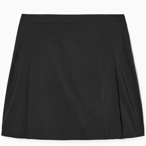 COS Black Shell Panel Aline Mini Skirt Size XS Black Lyocell Pleat NWT NEW